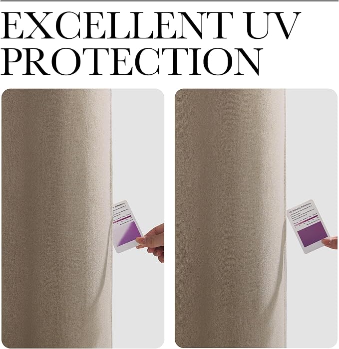 NICETOWN Outdoor Curtains for Patio Waterproof, Thermal Insulated Linen Textured 100% Blackout Outside Drapes for Gazebo, Privacy Sun Shades for Indoor, Bathroom, W52 x L96 Inch, Taupe, 2 Panels