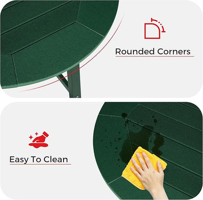 Costaelm Patio Bistro Table, 37" Counter Height Round Patio Cocktail Bar Table with Umbrella Hole, Outdoor Bistro Dining Pub Table for Front Porch Deck Backyard Garden, Dark Green