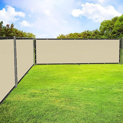 ECOOPTS 8'x282' Privacy Fence Screen Windscreen with Copper Grommets, Fit for Commercial Fence and Residential Garden Outdoor 90% UV Blockage, Cable Zip Ties Included (Beige)