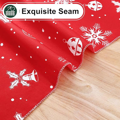 misaya Rectangle Waterproof Vinyl Table Cloth, Wipeable Tablecloth with Flannel Backing, Plastic Table Cover for Dinner, Christmas Party (Bells, 60" x 84")
