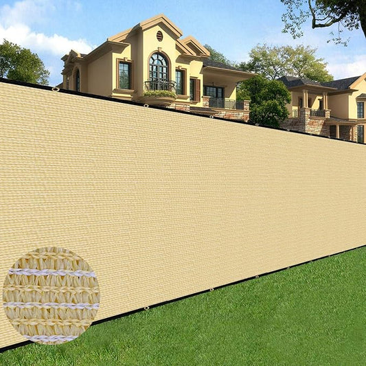 Sunnyglade 6 feet x 50 feet Privacy Screen Fence Heavy Duty Fencing Mesh Shade Net Cover for Wall Garden Yard Backyard (Sand, 6 ft X 50 ft)