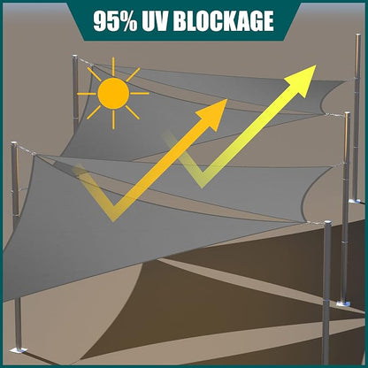 Royal Shade 6' x 7' x 9.2' Grey Triangle Waterproof Sun Shade Sail Order to - Image 3
