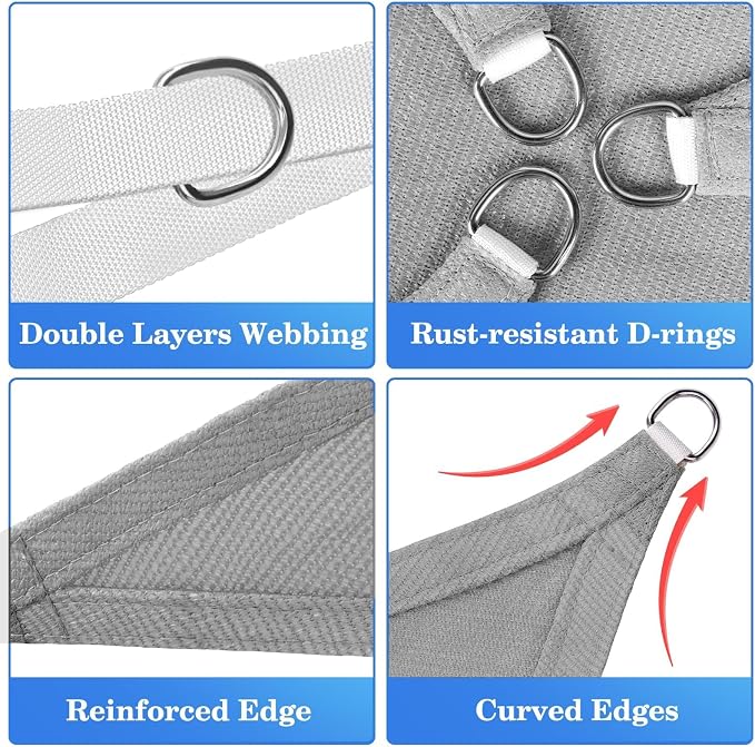 HappyTrends Sun Shades Outdoor Patio, Shade Sail UV Protection Beach Canopy | - Image 4