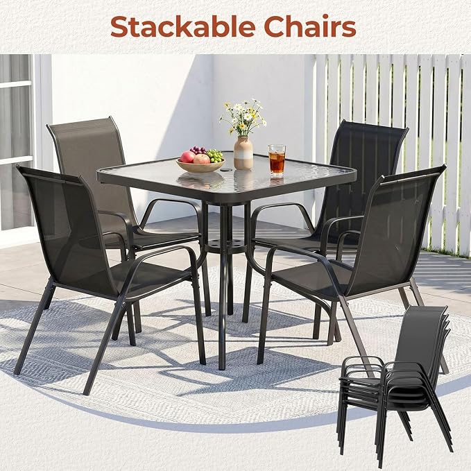 TLSUNNY Patio Chair, Outdoor Stackable Textilene Chairs Set of 6, - Image 7