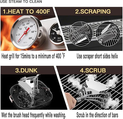 Grill Brush and Scraper Bristle Free Safe BBQ Brush for Grill Stainless Grill Grate Cleaner Safe Grill Accessories for Porcelain/Weber Gas/Charcoal Grill Gifts for Grill Wizard/Men/Dad
