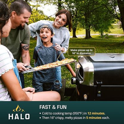 HALO Versa 16 Pizza Oven | 16” Rotating Stone, Patented Dual Burner System, 5-Minute Pizzas, Easy Clean | Propane Powered | HZ-1004-ANA