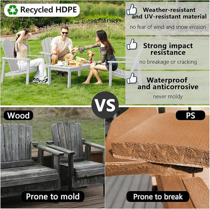 Compact Stackable Adirondack Chairs, All Weather HDPE, All-Weather - Image 6