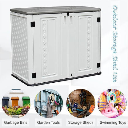 Sheds & Outdoor Storage, 34 Cu.ft Horizontal Storage Sheds Outdoor with Floor, Outdoor Storage Cabinet Waterproof for Garage Storage, Pool Storage, Bike Shed, Garden Shed