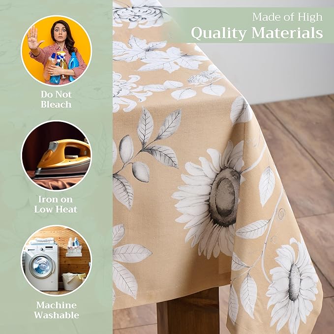 Maison d' Hermine Table Cloth Rectangle Table 100% Cotton 60 x 120 Inches Fall Tablecloth Reusable Everyday Use for Thanksgiving Christmas Decorations Dining Farmhouse Party (Pretty Autumn)
