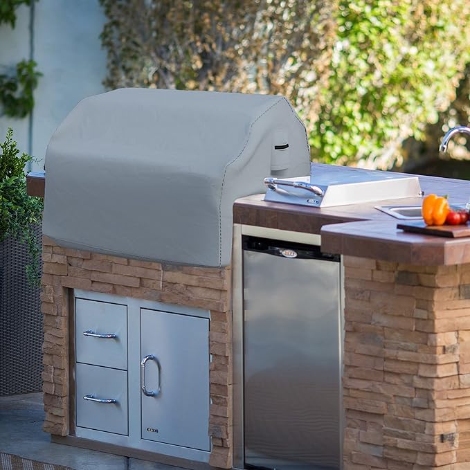 Covers & all Built-in Outdoor Grill Cover, Durable Heavy Duty 18 Oz Waterproof Cover Tuff Material with Air Pocket & Elastic for Snug Fit (32" W x 26" D x 24" H inches, Gray)