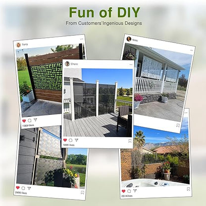 Casaphoria Metal Privacy Screen Outdoor, 72" H x 47" W Freestanding Decorative Privacy Screen for Patio Deck Balcony Garden with Stable Base, White-Net