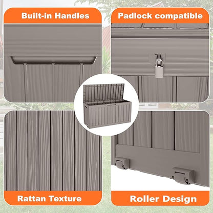 75 Gallon Outdoor Storage Box – Resin Deck Box with Lockable Lid, Waterproof Patio Furniture Storage for Tools, Garden & Yard Organization