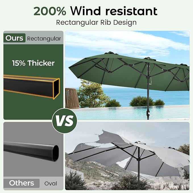 DomeShade 15ft Large Patio Umbrella - Image 4