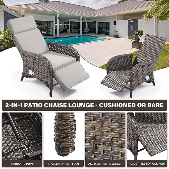 Versatile Outdoor Recliner Chair Set of 3 - Image 6