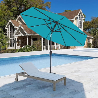 9FT Patio Umbrella with Solar Lights, Outdoor Market Umbrella with Tilt and - Image 7
