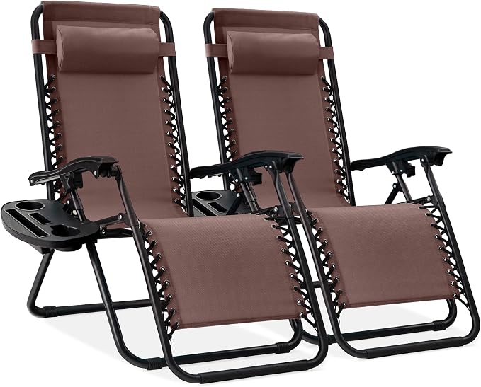 Best Choice Products Set of 2 Adjustable Steel Mesh Zero Gravity Lounge Chair by Unknown