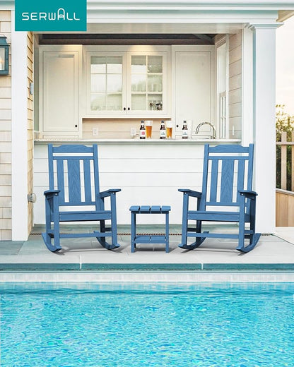 SERWALL HDPE Oversized Outdoor Rocking Chair, Patio Rocking Chair, All Weather - Image 2