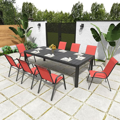 Stackable Patio Chairs Set of 8, Outdoor Chairs Set - Image 3