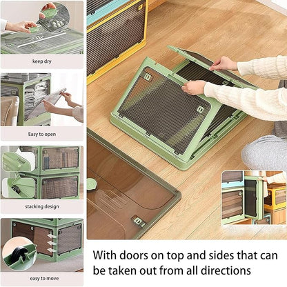 Collapsible Storage Bins with Lids, Closet Organizers, Dorm Room Essentials, Folding Storage Box