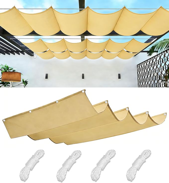 Retractable Waterproof Wave Awning Cover 11' x 22' by WoaceSunShadeSail