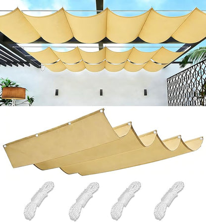 Retractable Wave Sun Shade Sail 9' x 16' Waterproof Pergola Shade Cloth Cover by WoaceSunShadeSail