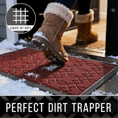 Yimobra Extra Large Door Mat 60x36, All-Season Waterproof Doormat Outdoor Entrance, Heavy Duty Non-Slip Outside Door Mat for Garage Patio Proch Entryway Indoor, Easy Clean, Red