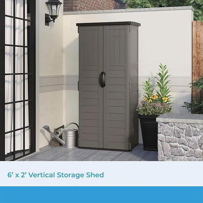 Suncast 22 Cu Ft, Vertical Storage Shed, Pad-Lockable Double Doors - Image 5