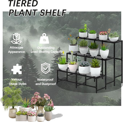 3-Tier Large Metal Plant Stand, Indoor/Outdoor Display Rack | 3-tier stair - Image 7