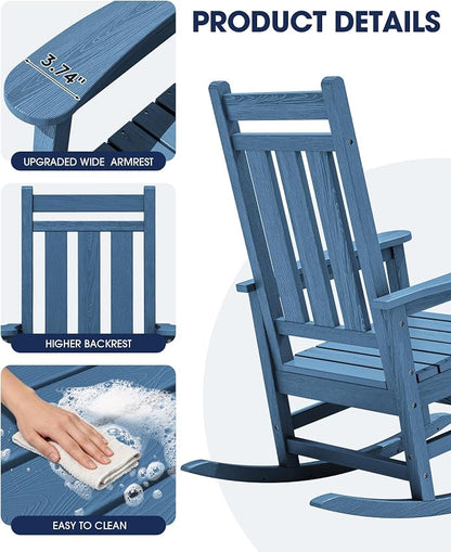 Oversized Outdoor Rocking Chair Set of 6, HDPE Patio Rockers - Image 6