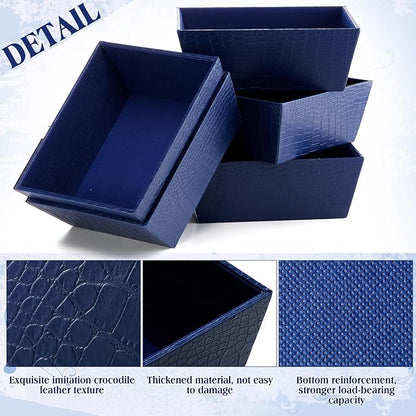 Wonderjune 20 Pcs Valentines Day Gift Baskets Empty To Fill Baskets For Gifts Empty With Gift Bag Bow Valentines Gifts Storage Basket Bulk for Wedding Party Wrapping(Royal Blue)