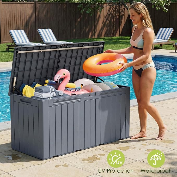 Devoko 100 Gallon Outdoor Storage Box, Waterproof Deck Box Lockable | Weather - Image 3