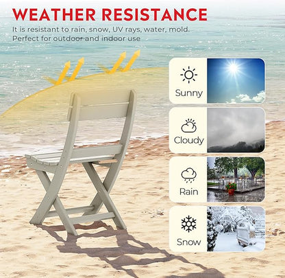 Costaelm Paradise 3-Piece Outdoor HDPE Folding Patio Bistro Table and Chairs, Sand