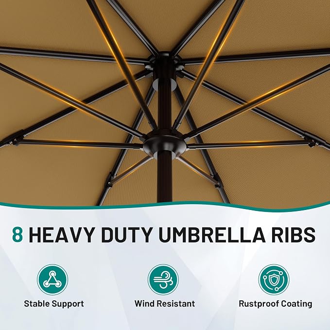 9 FT Patio Umbrella for Outdoor, Outdoor Table Umbrella - Image 3