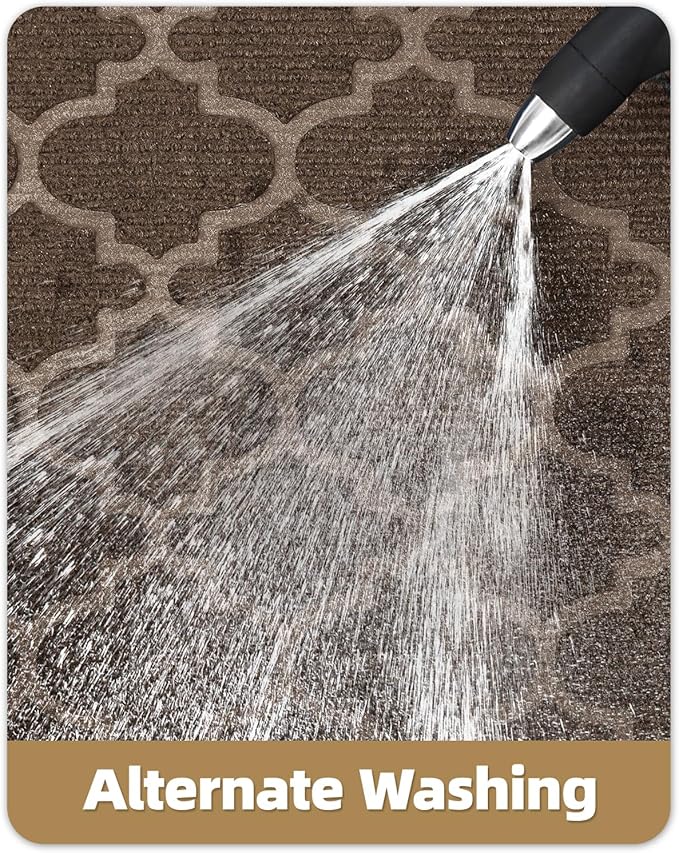 Color&Geometry Front Door Mat Outside Entrance, Heavy Duty Non Slip Low Profile Doormat for Entryway, Trap Dirt and Moisture Welcome Mats All-Weather, Easy Clean, Patio, Garage, 24"x36" Brown