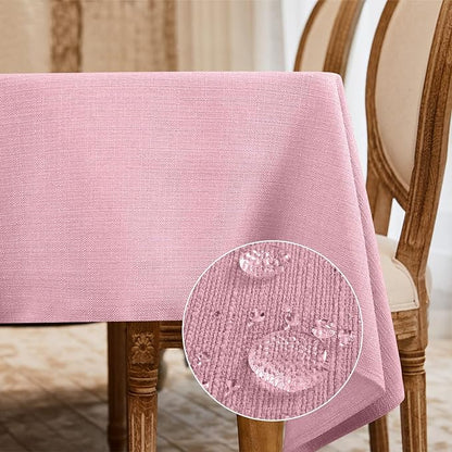 BALCONY & FALCON Rectangle Tablecloth Washable Wrinkle Resistant and Water Proof Table Cloth Decorative Linen Fabric Tablecloths for Dining Parties Kitchen Wedding and Outdoor Use (Light Pink, 55x95)