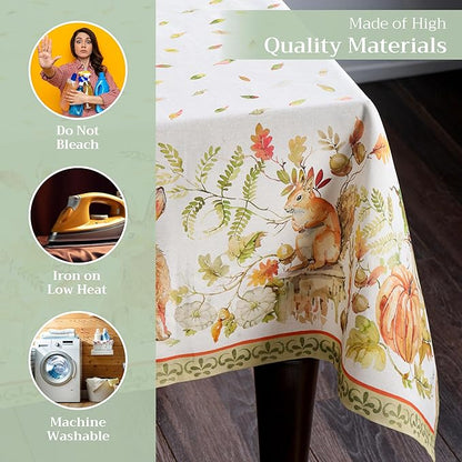Maison d' Hermine Table Cloth Rectangle Table 100% Cotton 54 x 72 Inches Fall Tablecloth Reusable Everyday Use for Thanksgiving Christmas Decorations Dining Farmhouse Party (Pumpkin Passion)