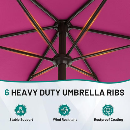 7.5FT Patio Umbrella Table Market Umbrella w/Tilt and Crank, Heavy-Duty Outdoor - Image 5