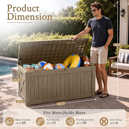 Devoko 120 Gallon Deck Box Resin Outdoor Storage Box Waterproof | Large Outdoor - Image 4