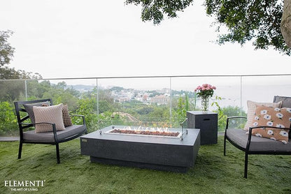 Elementi | Bundle Hampton Gas Fire Pit Cast Concrete 56" Rectangular Fire Table, Outdoor Fire Pit Electronic Ignition | Canvas Cover, Lava Rock Included | Dark Gray (Propane Gas)