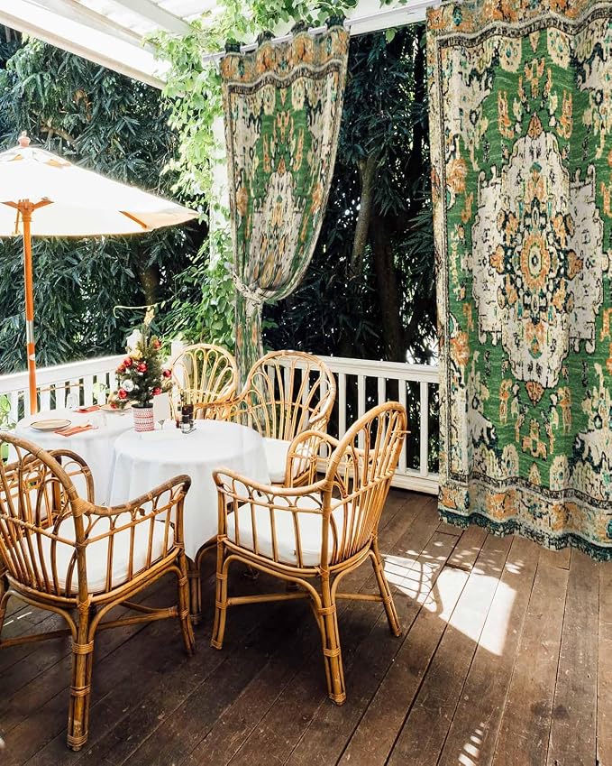 Ombre Green Boho Outdoor Curtains - Image 5