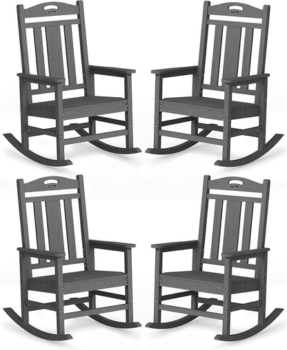 Oversized Outdoor Rocking Chairs Set of 4, 380lbs Heavy-Duty Large Patio Rocker by CIOKEA
