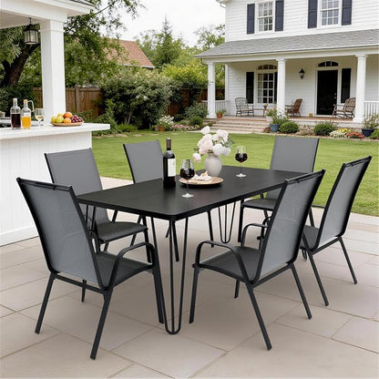 JEAREY Patio Dining Chairs Set of 6, Outdoor Stackable Dining Furniture Set - Image 4
