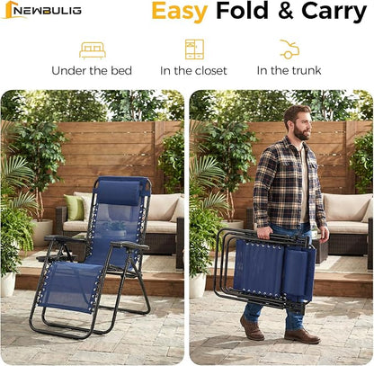 NEWBULIG Zero Gravity Chairs Set of 2, Folding Lounge Recliner Chair | Portable - Image 4