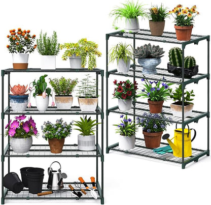 Ohuhu Plant Greenhouse Shelves 4 Tier 2 Pack Extra-Wide Stable Green House by Ohuhu