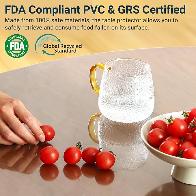 Clear Table Cover Protector Rectangle 42 x 84 Inch, 1.5mm Transparent Plastic Table Protector Waterproof, Anti-Scratch Clear Desk Mat for Office Desktop Dresser Dining Table, FDA Compliant