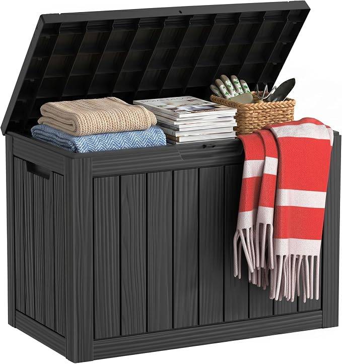 45 Gal Waterproof Outdoor Storage Box UV Resistant Deck Box | Resin storage bin by EASYUP