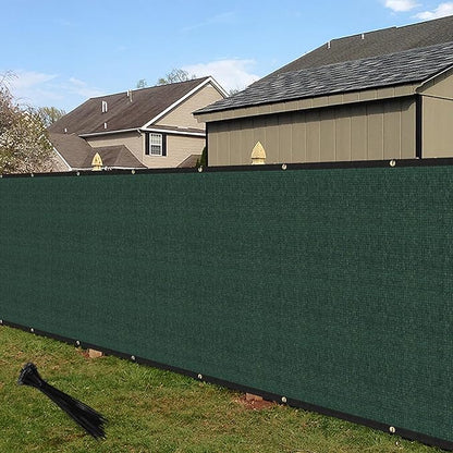 ECOOPTS 8'x243' Privacy Fence Screen Windscreen with Copper Grommets, Fit for Commercial Fence and Residential Garden Outdoor 90% UV Blockage, Cable Zip Ties Included (Green)