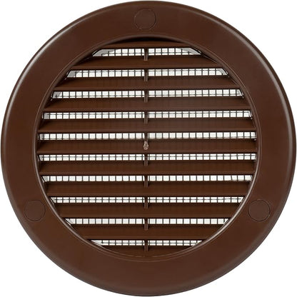 Repa Market 4 Inch (Opening) Brown Round Air Vent Cover - Pack of 10 Plastic Fresh Air Intake Vent - Grill Cover with Nylon Mesh Screen - Wall or Ceiling HVAC Return Air Register - Modern Soffit Vents