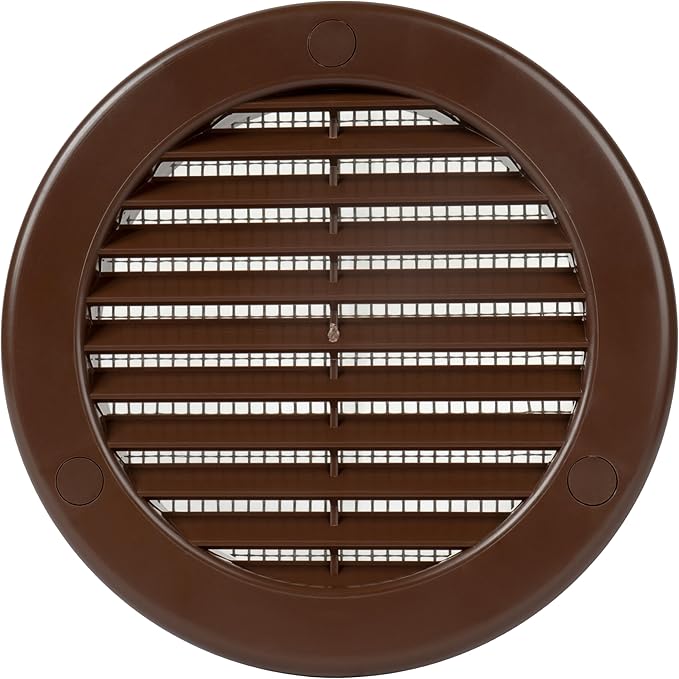 Repa Market 4 Inch (Opening) Brown Round Air Vent Cover - Pack of 2 Plastic Fresh Air Intake Vent - Grill Cover with Nylon Mesh Screen - Wall or Ceiling HVAC Return Air Register - Modern Soffit Vents