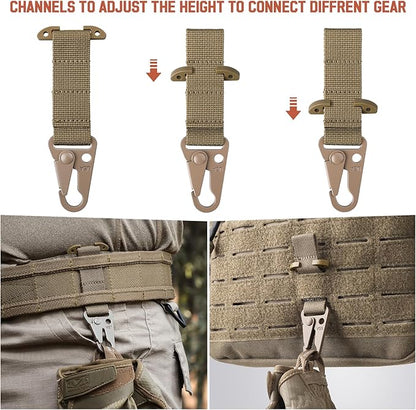 LIVANS Molle Belt Clip Key Holder Tactical Battle Belt Plate Carrier Vest Attachment Clip for Hanging Keys or Gloves, Universal Fit Molle Accessories Clip |T-Mount Clash Hook, Include Z-Buckle